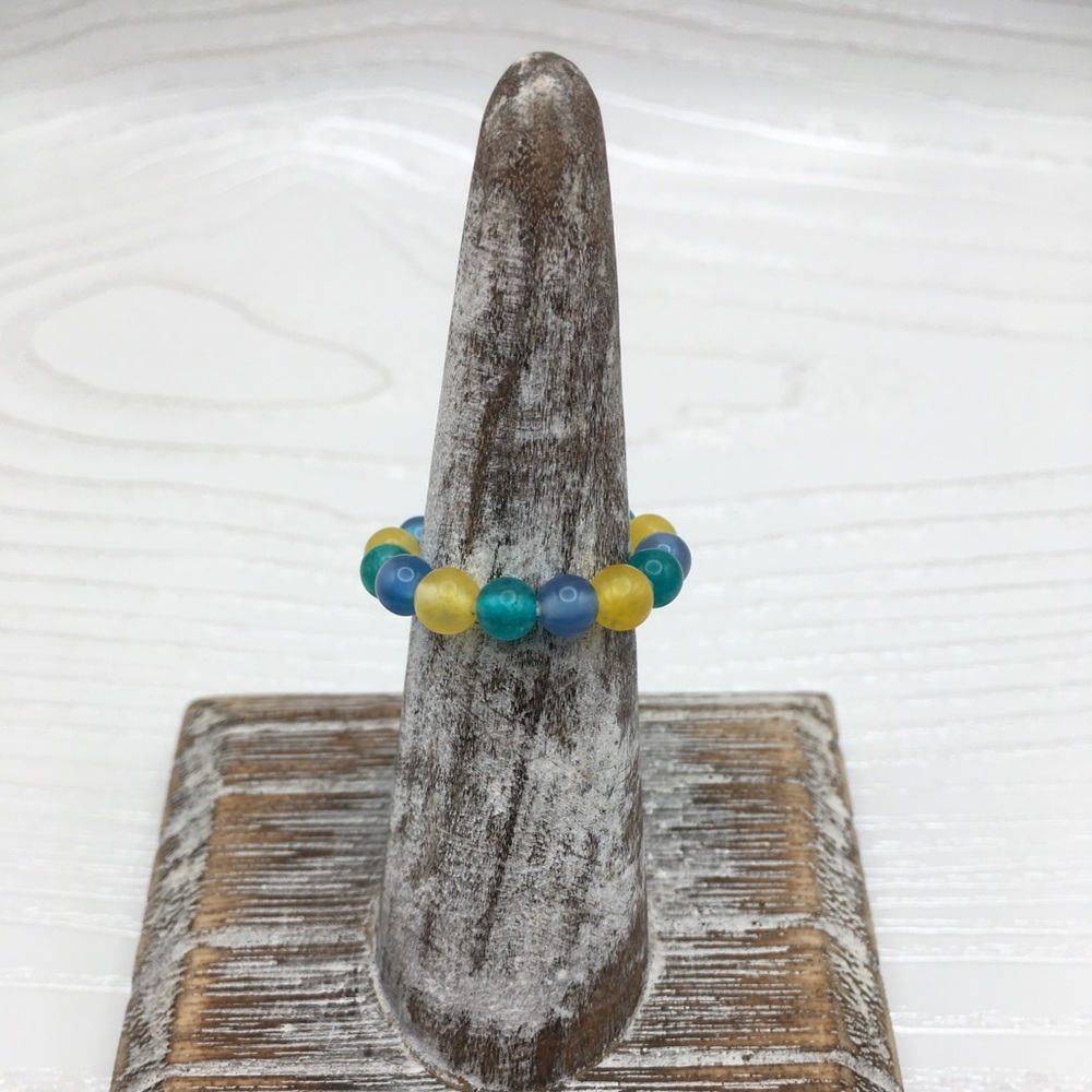 HANDCRAFTED Mixed Jade Stretch Bead Ring